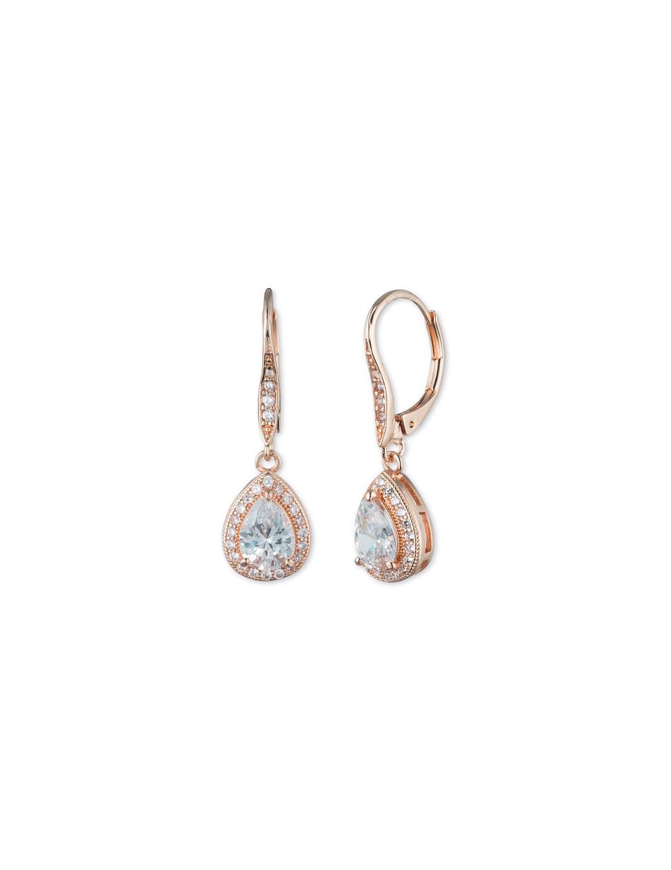 Earring Anne Klein Rose Gold-Tone Cubic Zirconia Halo Drop   | NHE-9423089